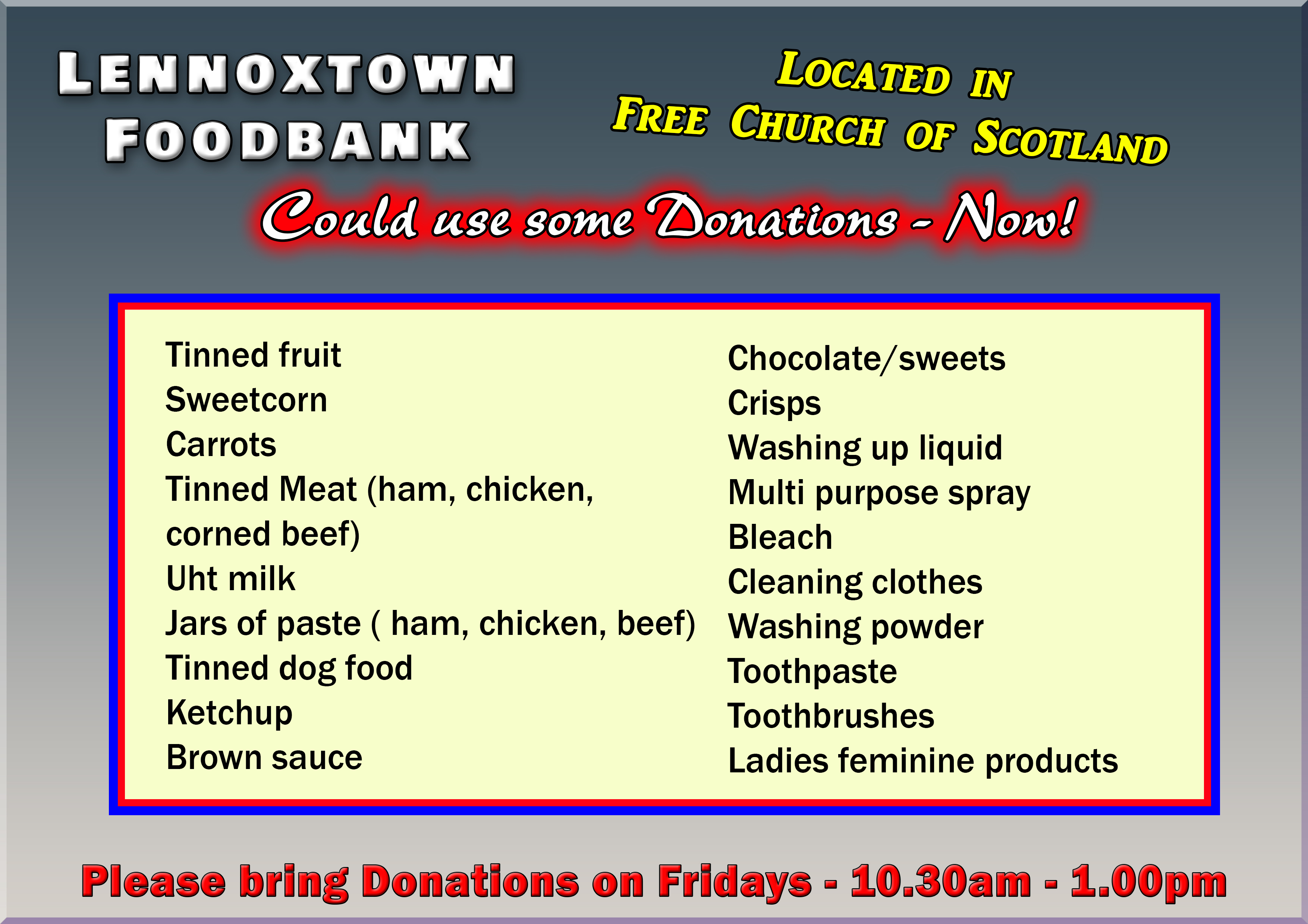 Items for foodbank